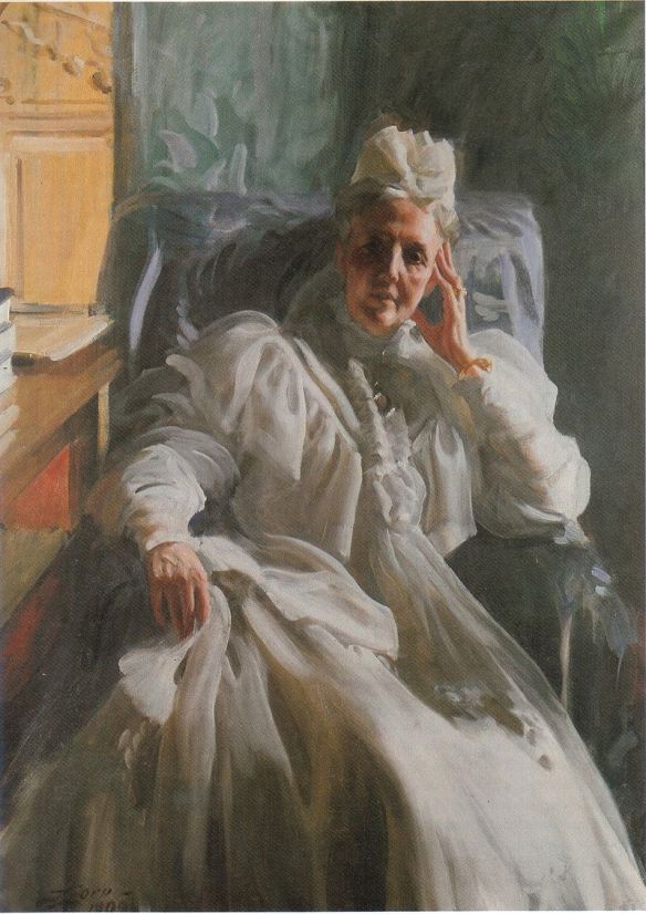 Viuda Reina Sofía. Pintura de Anders Zorn 1909